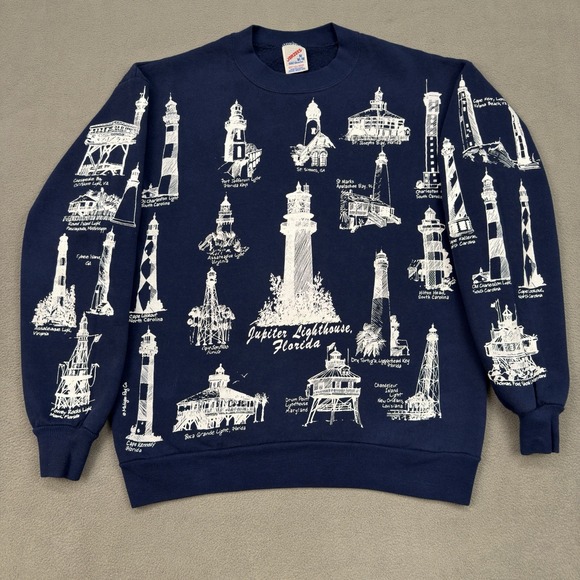 Michigan Rag Co Other - Vintage Michigan Rag Co Lighthouse Sweatshirt Size M All Over Print Crewneck USA